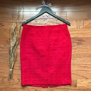 The Limited Size 6 Red Quilt Pencil Skirt